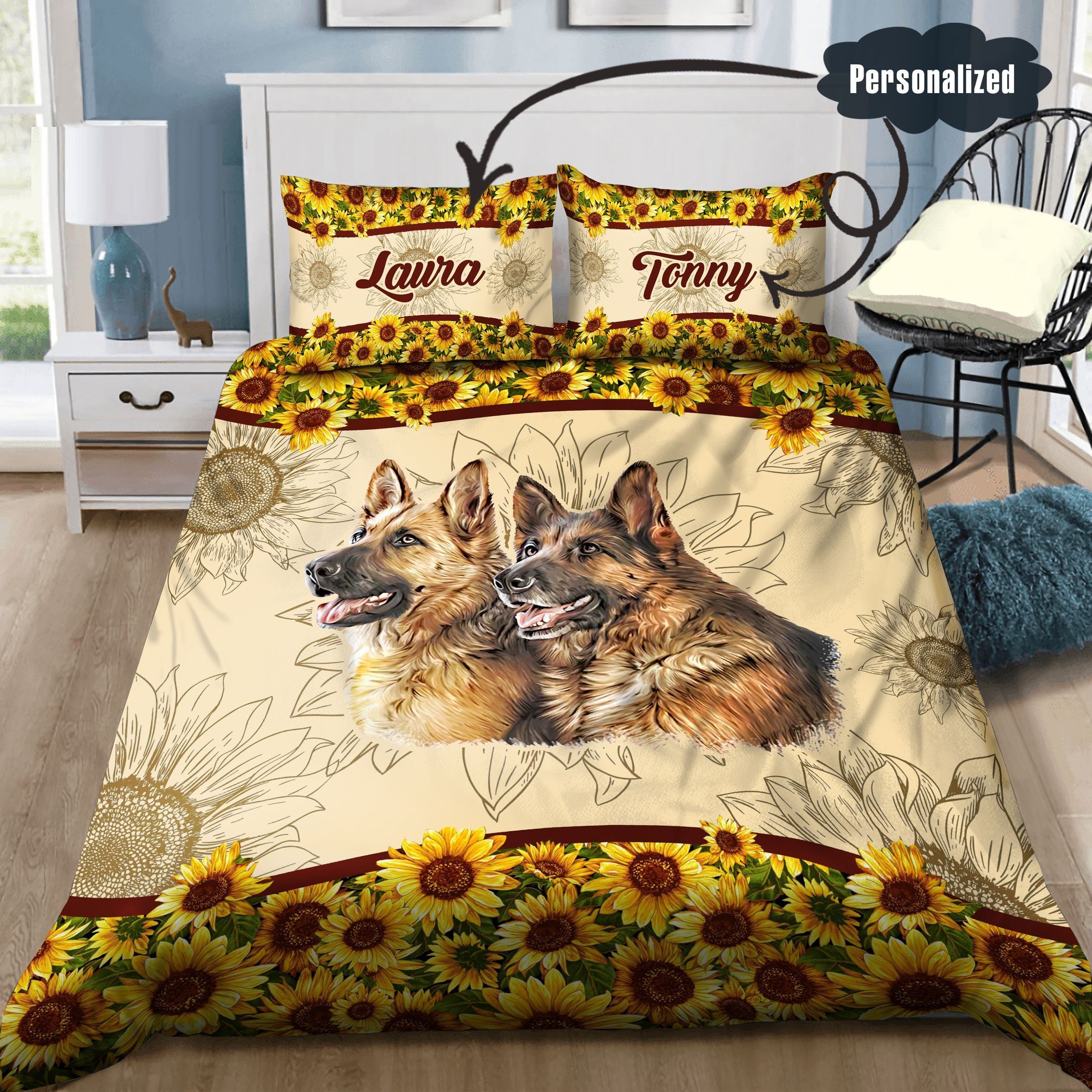 German Shepherd Personalized Bedding Set