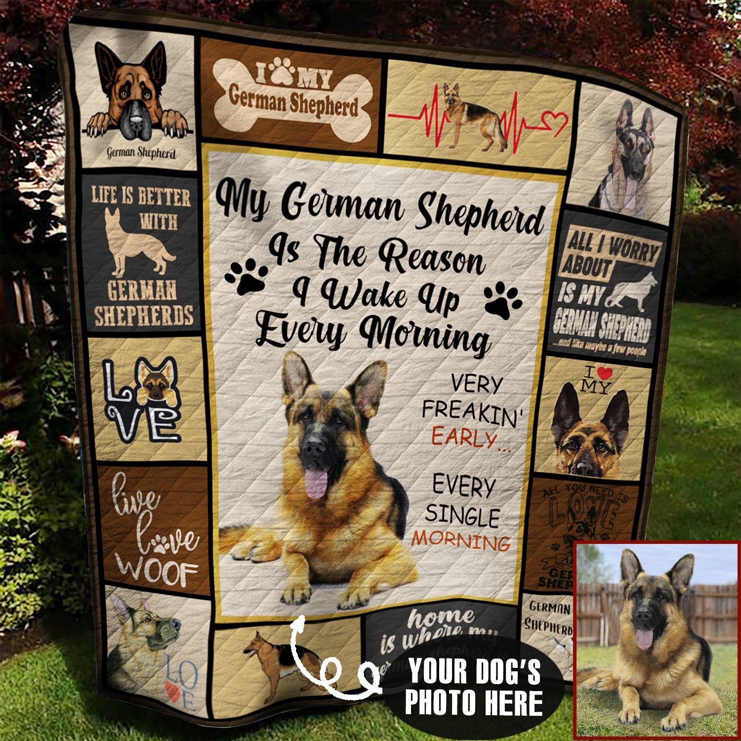 German Shepherd Photo Personalized Quilt Blanket BBB300552HT