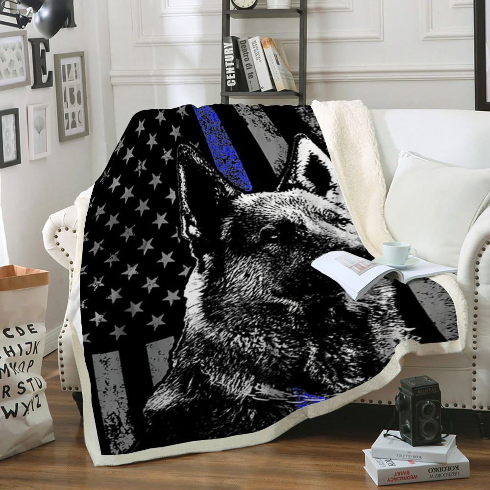 German Shepherd Police Dog Sherpa Fleece Blanket