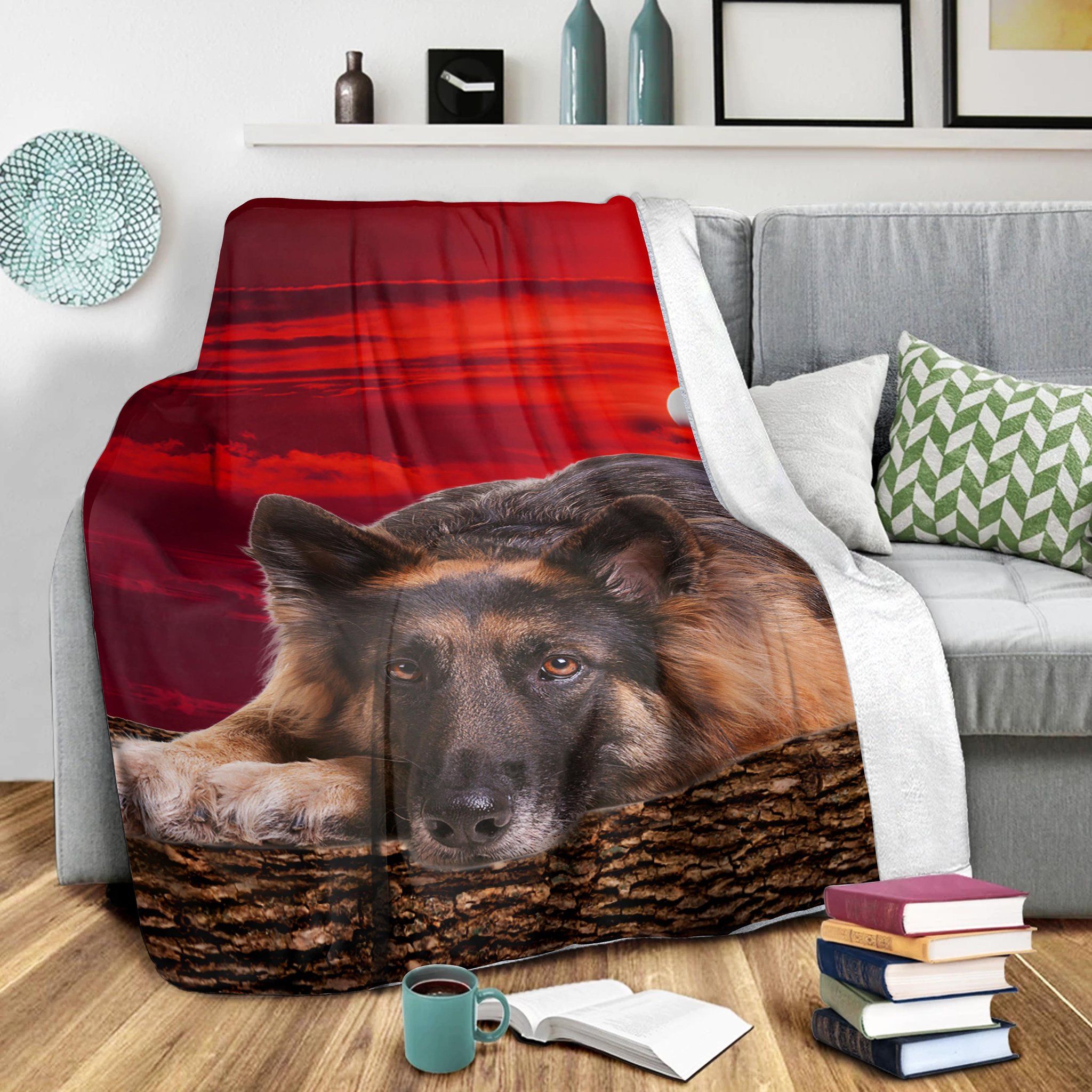 German Shepherd Sunset Fleece Blanket
