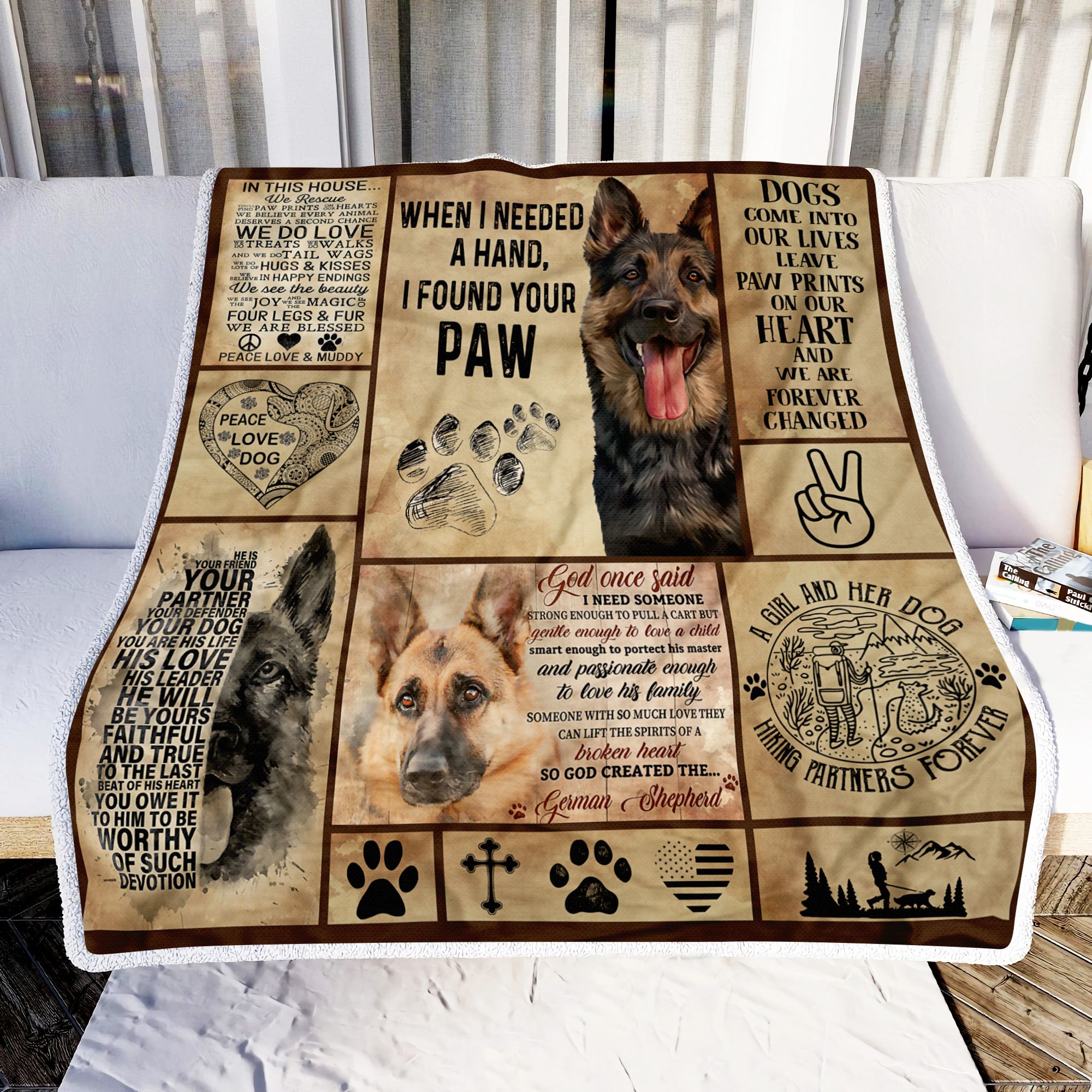 German Shepherd When I Needed A Hand I Found Your Paw Fleece Blanket