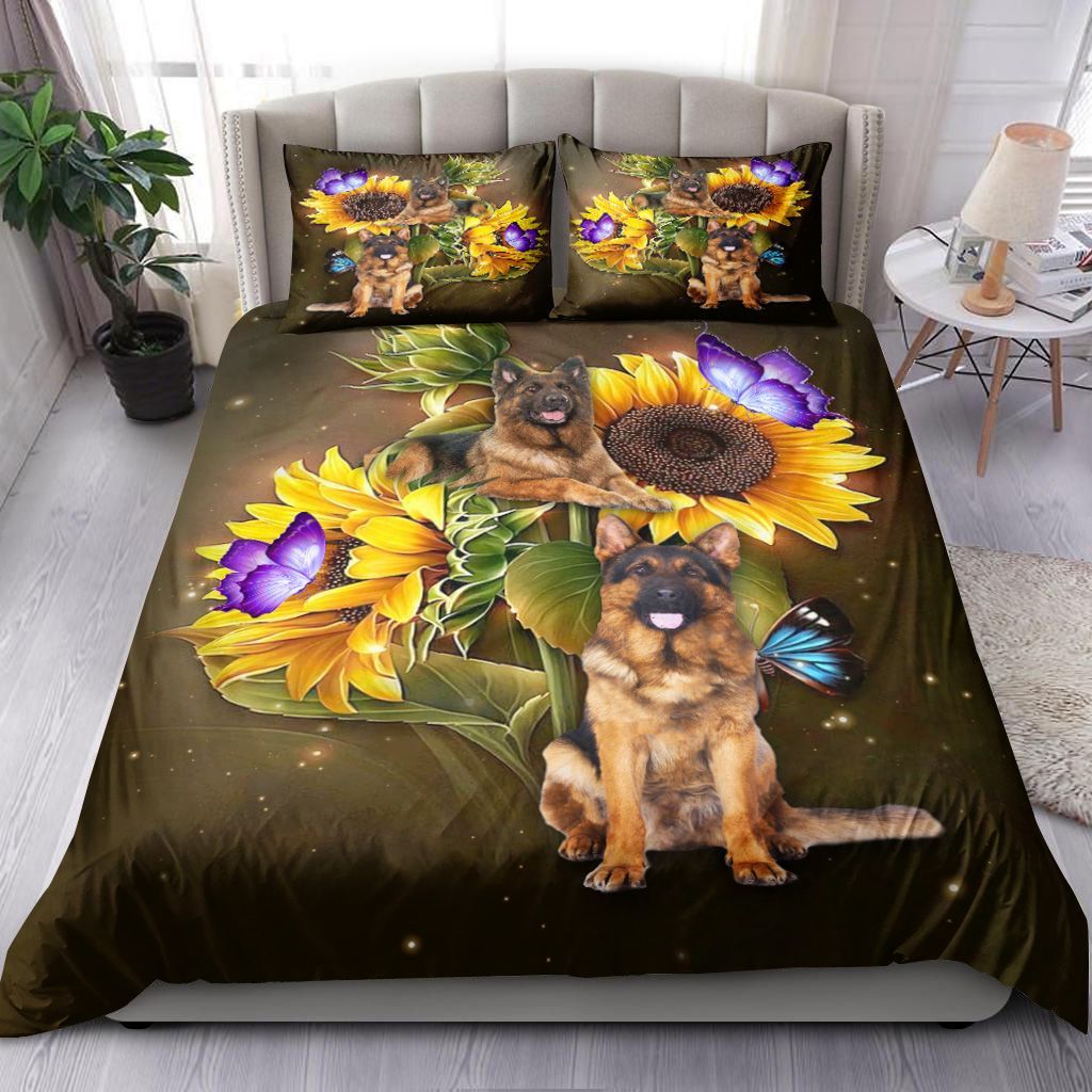 German Shepherds Sunflower Bedding Set