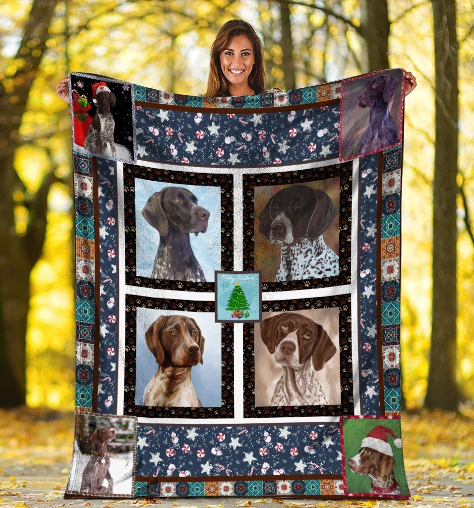 German Shorthaired Pointer Dog Christmas Xmas Ultra Printed Fleece Blanket