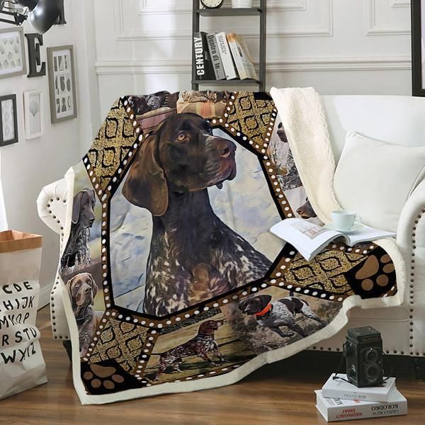 German Shorthaired Pointer Dog Sherpa Fleece Blanket