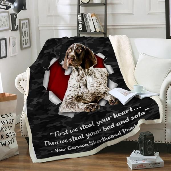 German Shorthaired Pointer Dog Sherpa Fleece Blanket