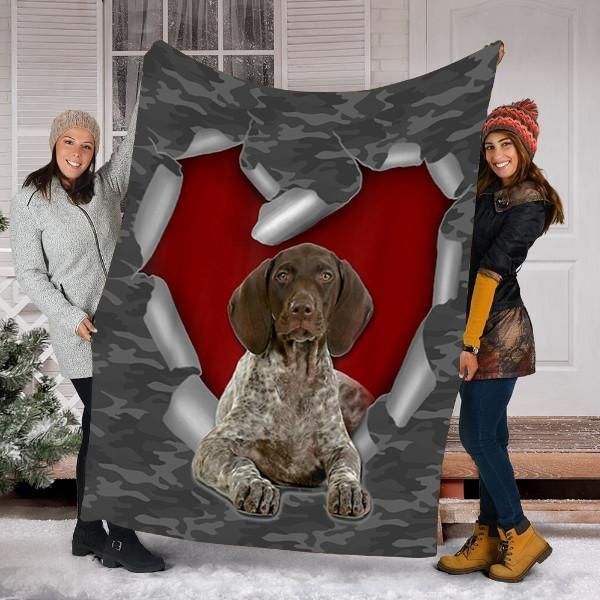 German Shorthaired Pointer Dog In Love Sherpa Fleece Blanket