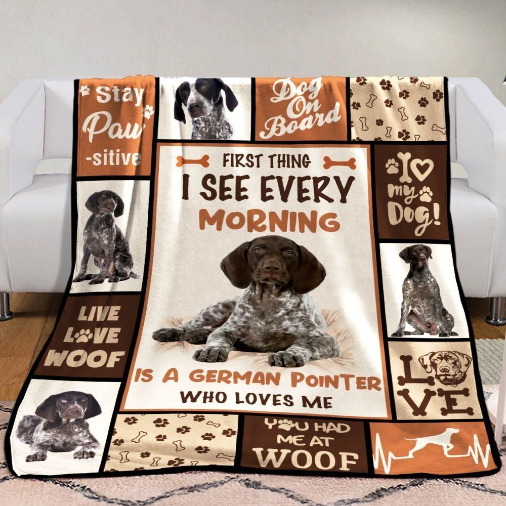 German Shorthaired Pointer Dog Who Loves Me Sherpa Fleece Blanket