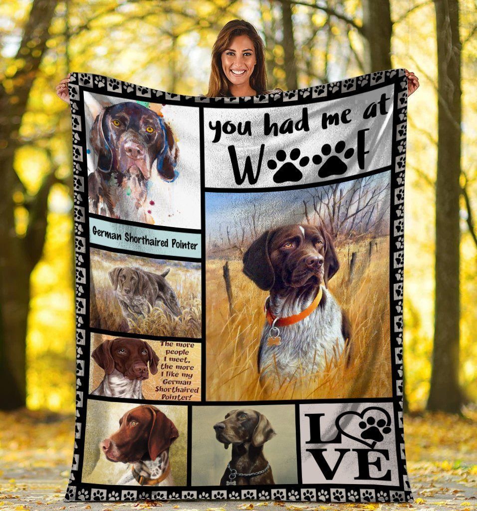 German Shorthaired Pointer Dog You Had Me At Woof Fleece Blanket