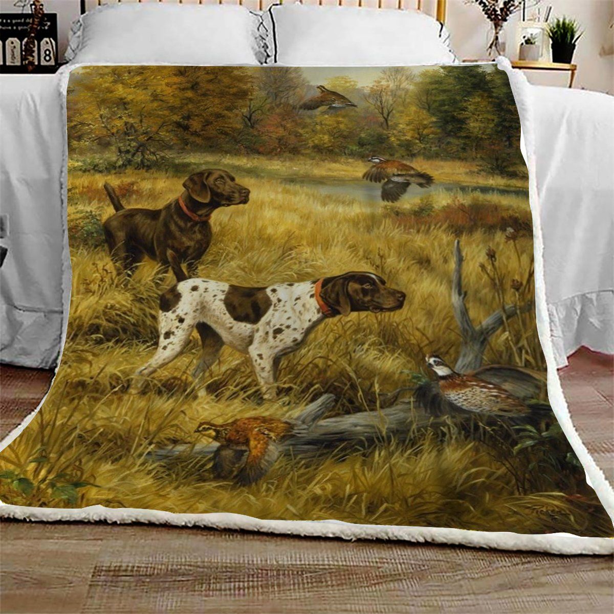 German Shorthaired Pointer Hunting Sherpa Fleece Blanket