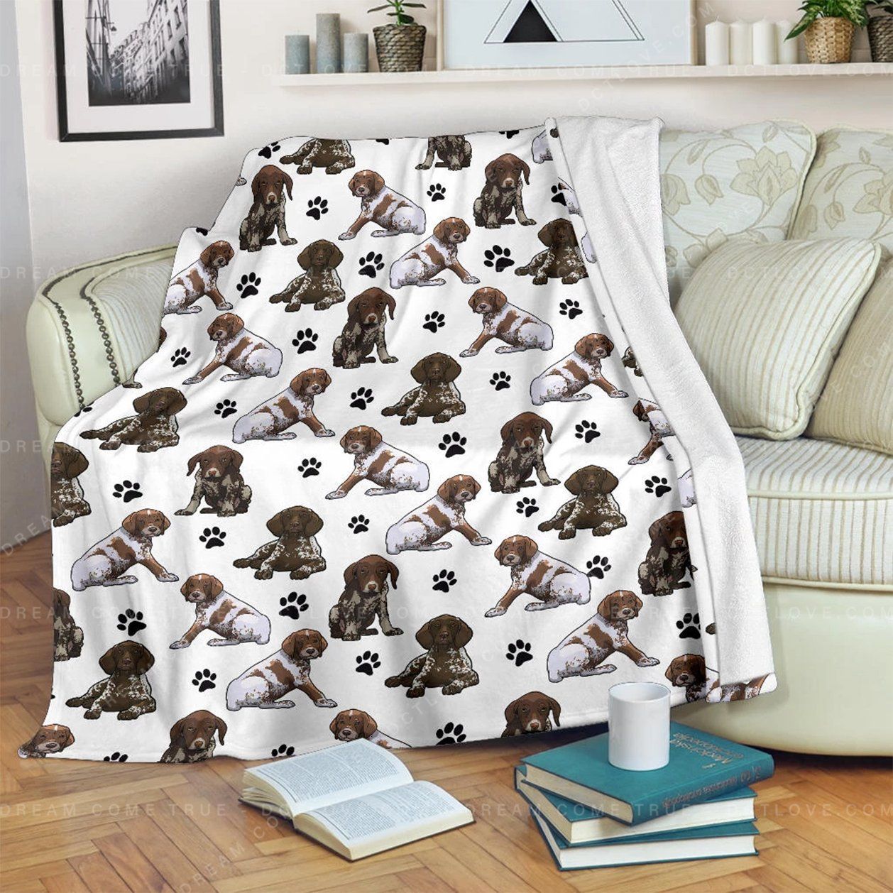 German Shorthaired Pointer Paw Sherpa Fleece Blanket