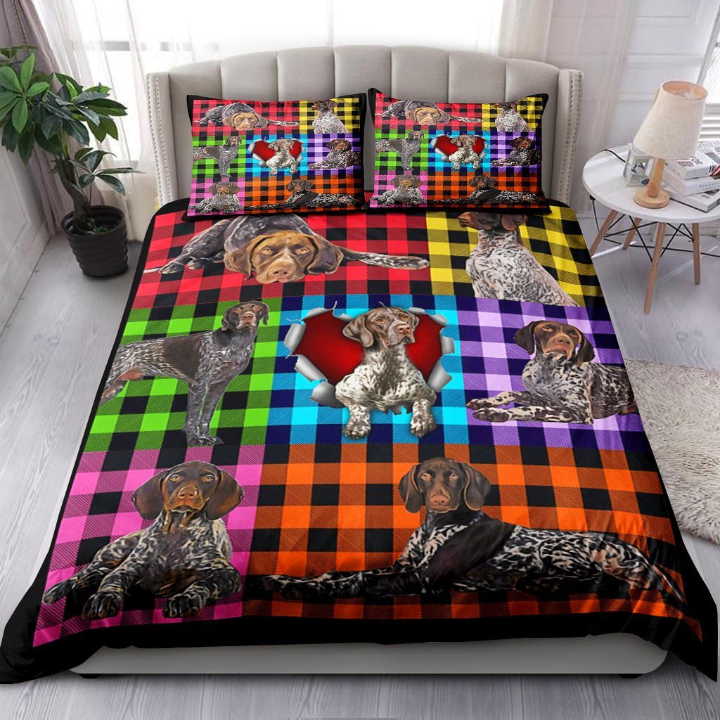 German Shorthaired Pointer Plaid Bedding Set