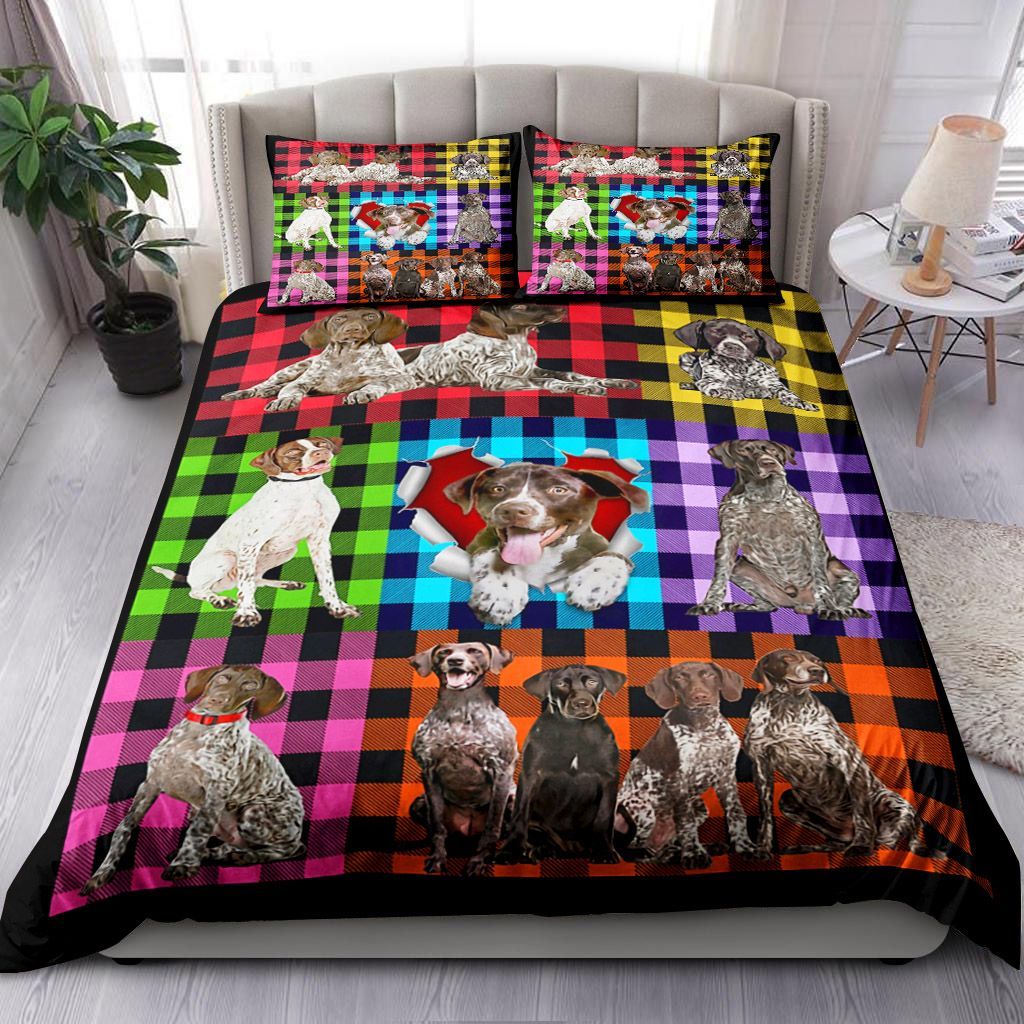 German Shorthaired Pointer Plaid Bedding Set