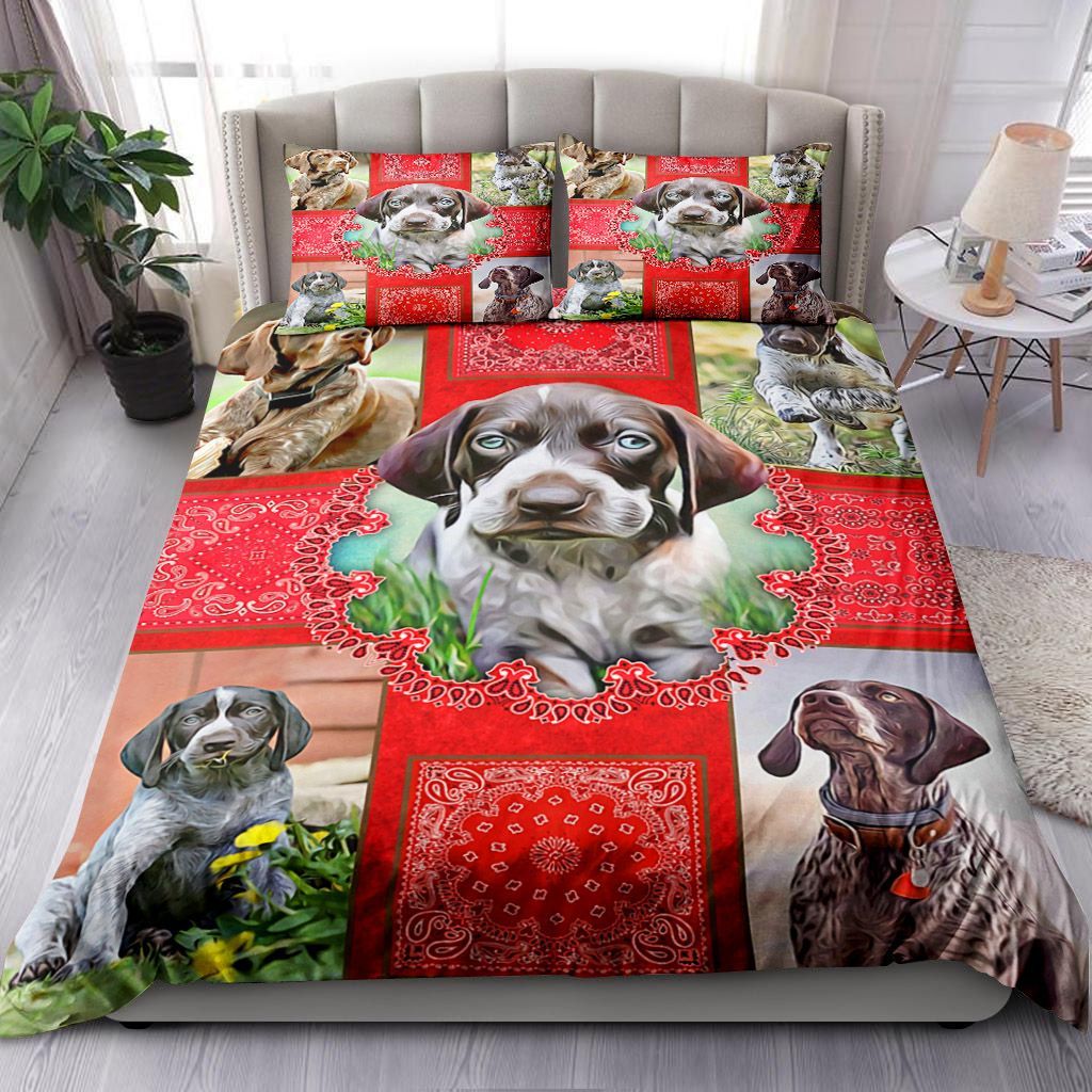 German Shorthaired Pointer Red Bandanas Bedding Set