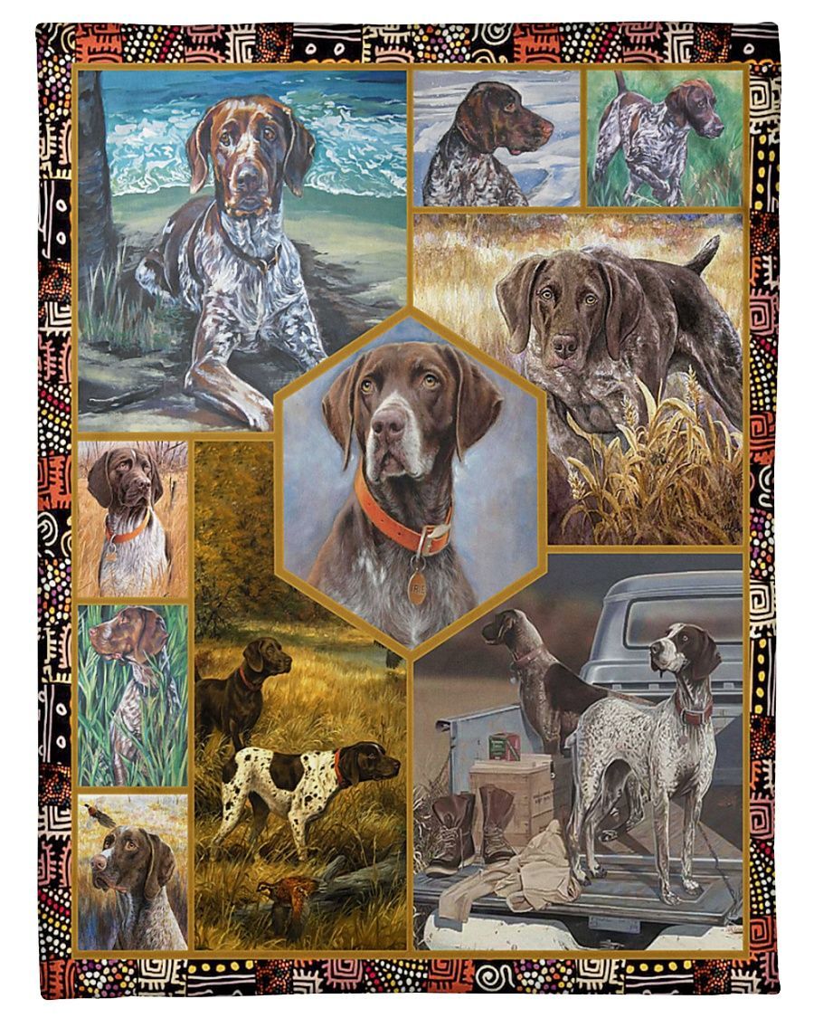 German Shorthaired Pointer Vintage Sherpa Fleece Blanket