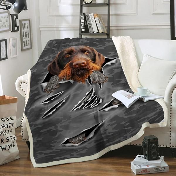 German Wirehaired Pointer Dog Sherpa Fleece Blanket