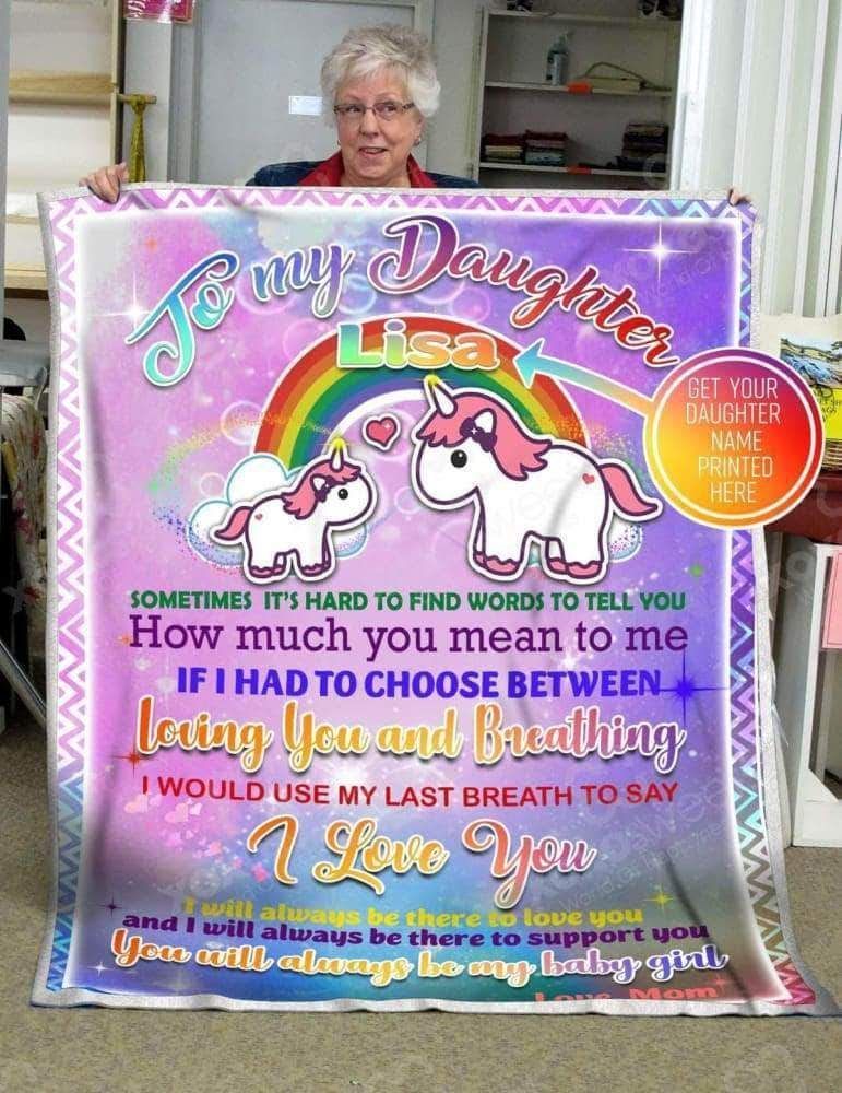 Get Your Daughter Name Unicorn Sherpa Fleece Blanket