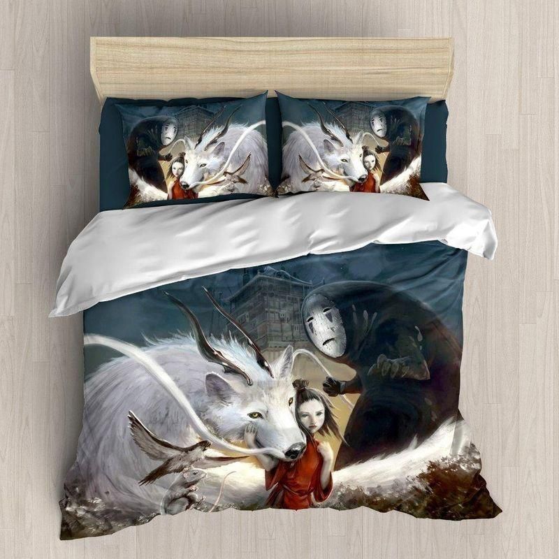 Ghibli Wolf No Face Printed Bedding Set