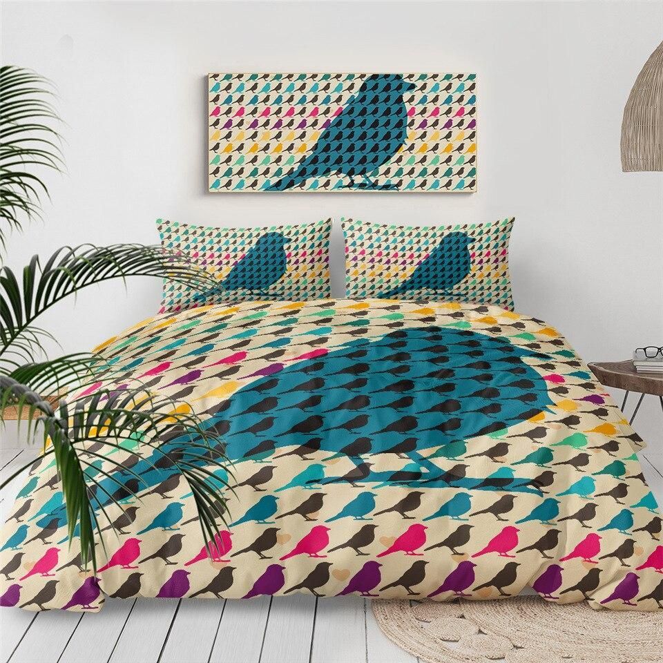 Giant Bird Among Small Birds Bedding Set