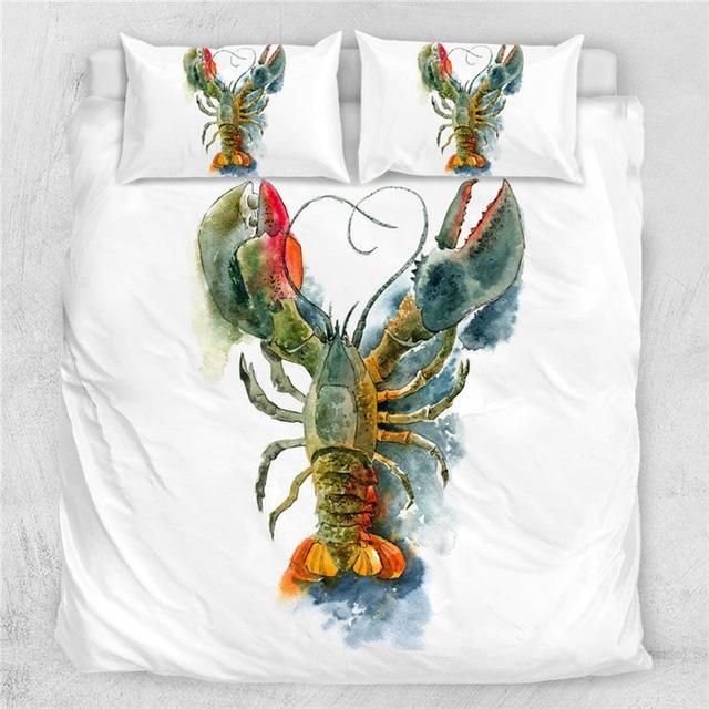 Giant Lobster White Background Bedding Set