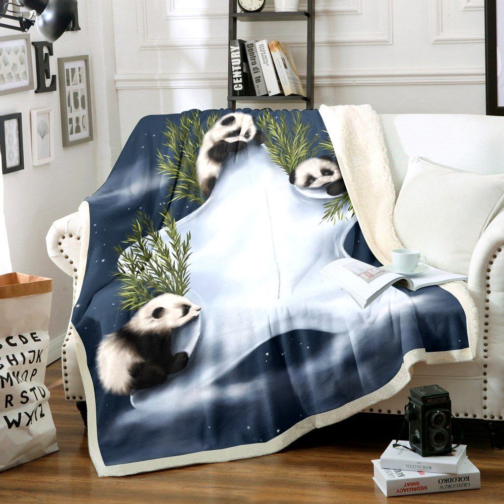 Giant Panda Sherpa Fleece Blanket