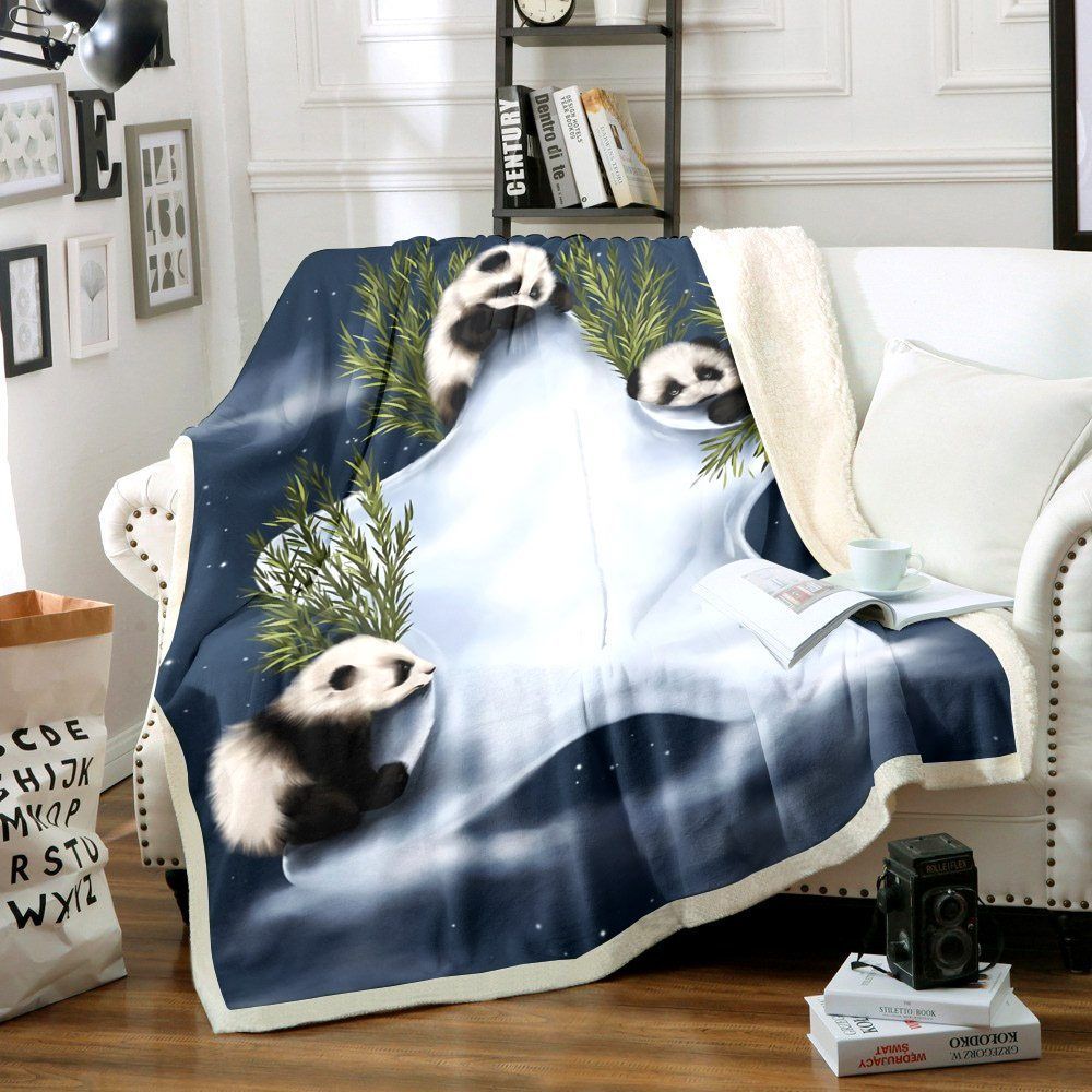 Giant Panda Sherpa Fleece Blanket
