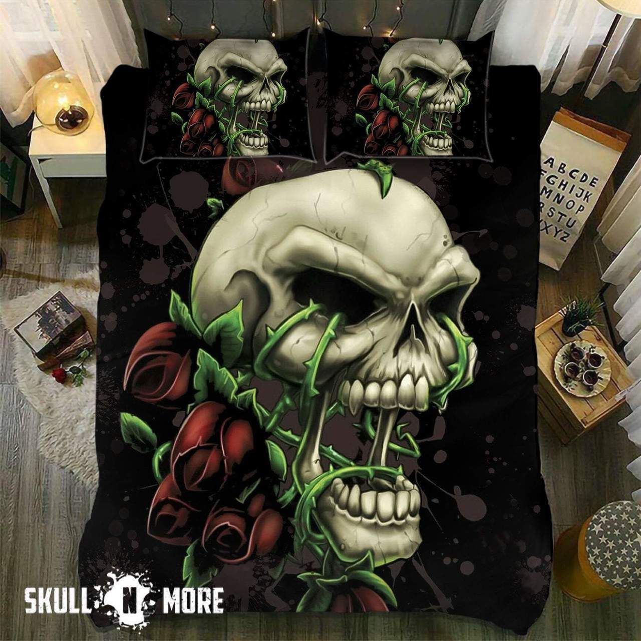 Giant Thorn Rose Skull Bedding Set