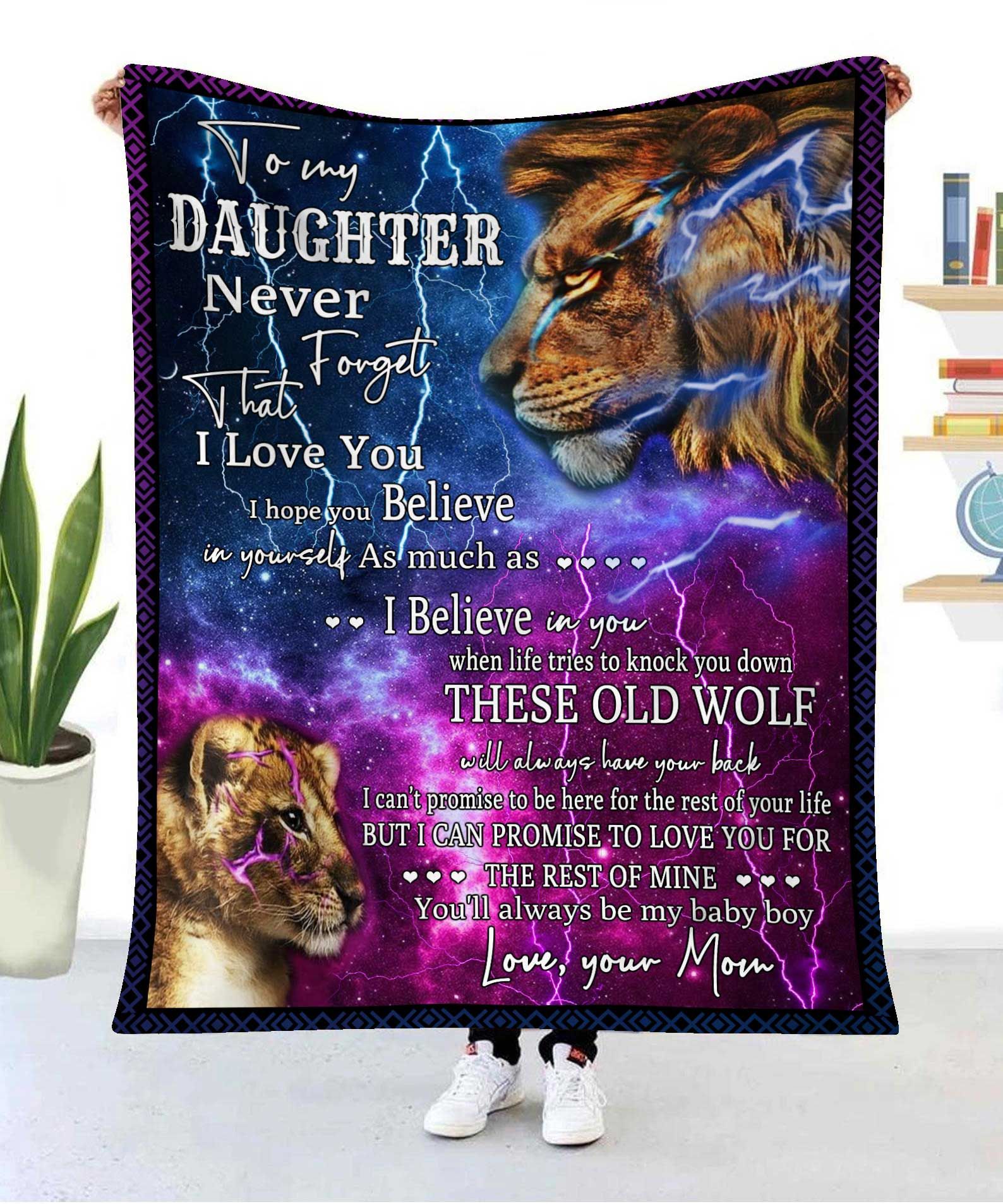 Gift For Daughter Fleece Blanket I Love You Lion
