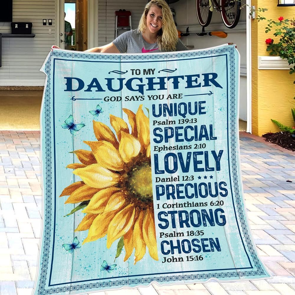 Gift For Daughter God Says You Are Unique Sunflowers Fleece Blanket