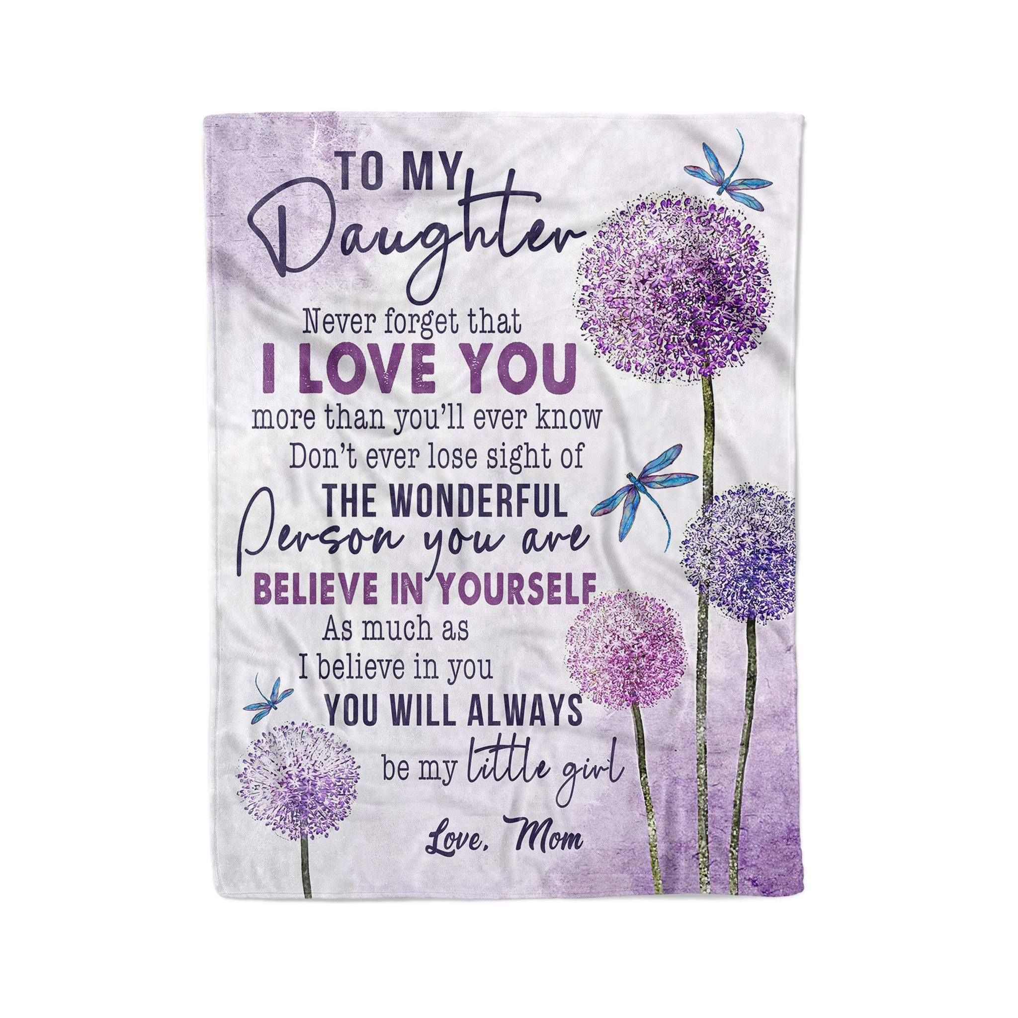 Gift For Daughter Purple Dandelion You Will Always Be My Little Girl Fleece Blanket