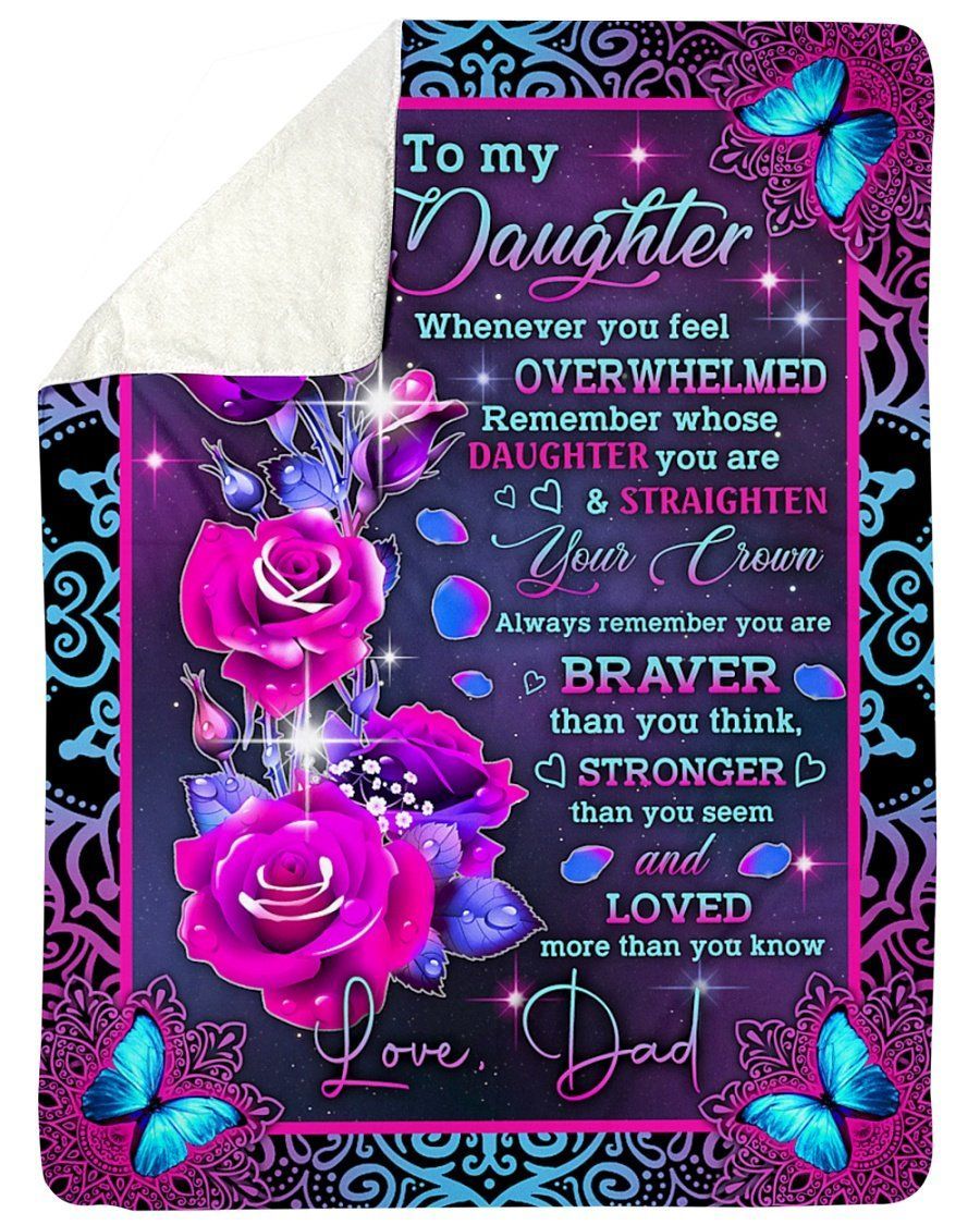 Gift For Daughter Straighten Your Crown Butterfly Fleece Blanket Sherpa Blanket