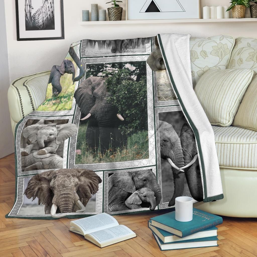 Gift For Elephant Lover Nature Elephant Printed Fleece Blanket