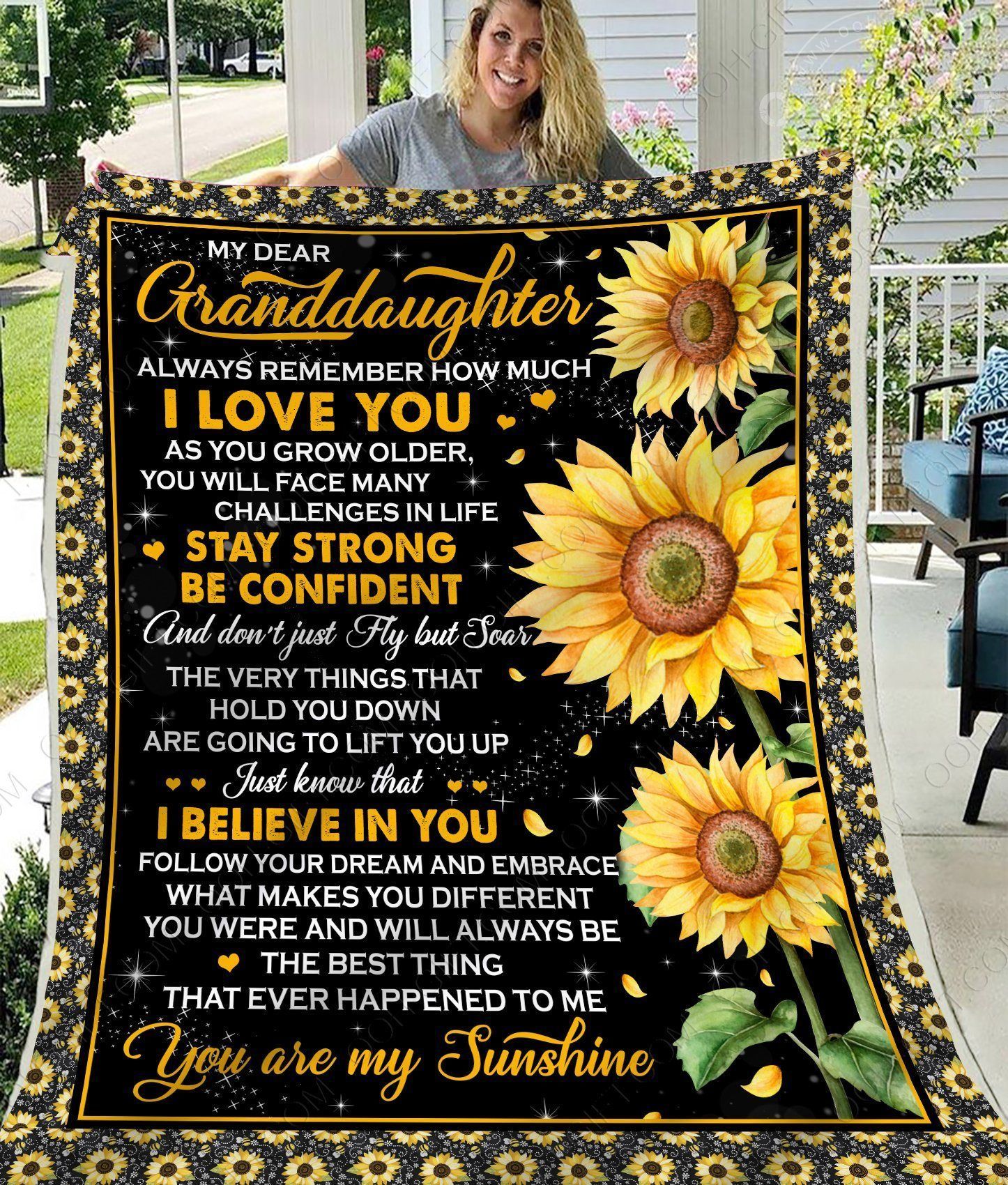 Gift For Granddaughter You Are My Sunshine Fleece Blanket