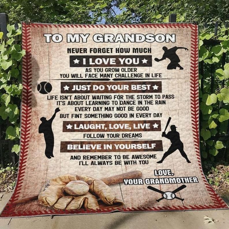 Gift For Grandson Who Loves Baseball Never Forget How Much I Love You Blanket