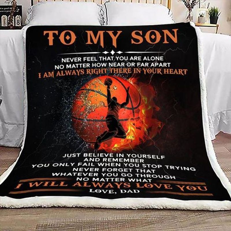 Gift For My Son Basketball Sherpa Fleece Blanket