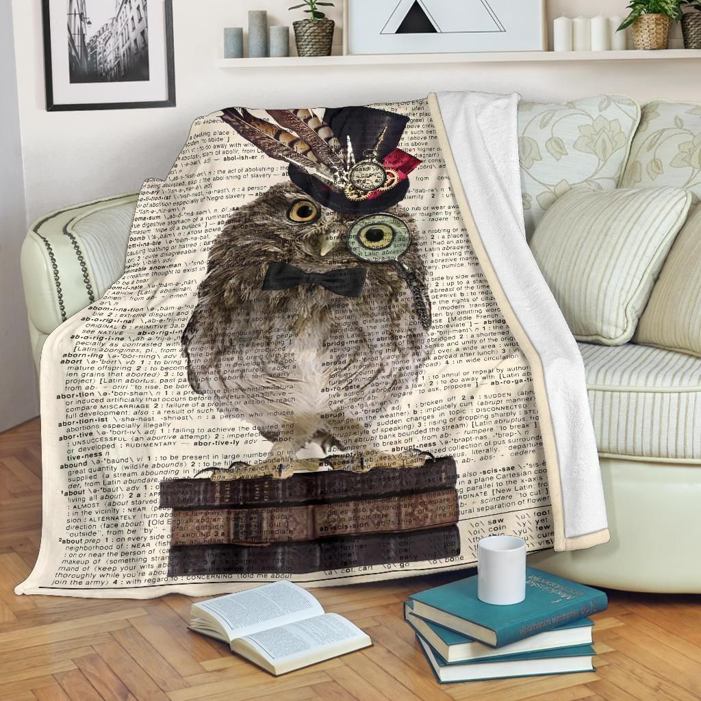 Gift For Owl Lover Book Page Owl Printed Fleece Blanket