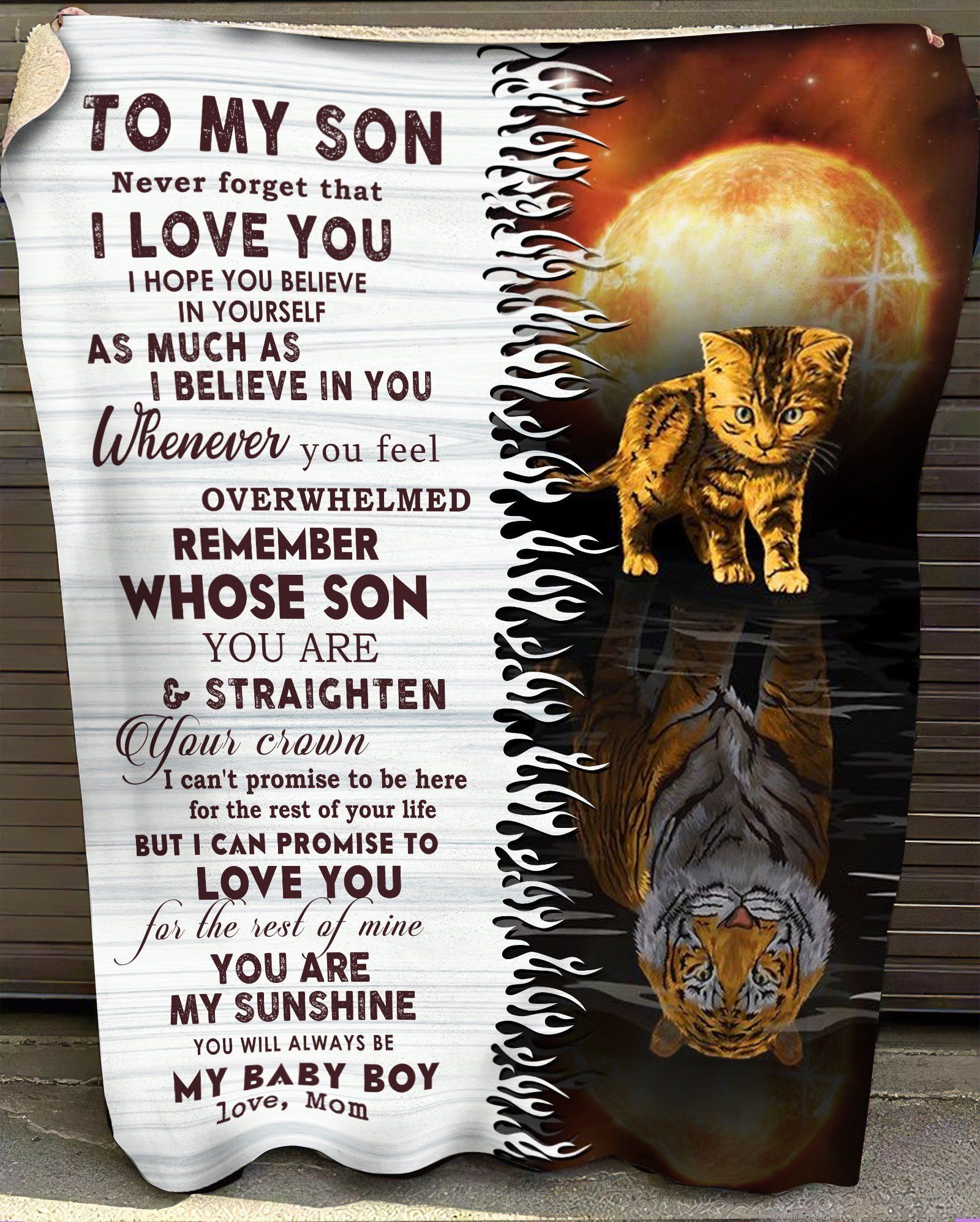 Gift For Son Never Forget That I Love You Tiger Reflection Fleece Blanket