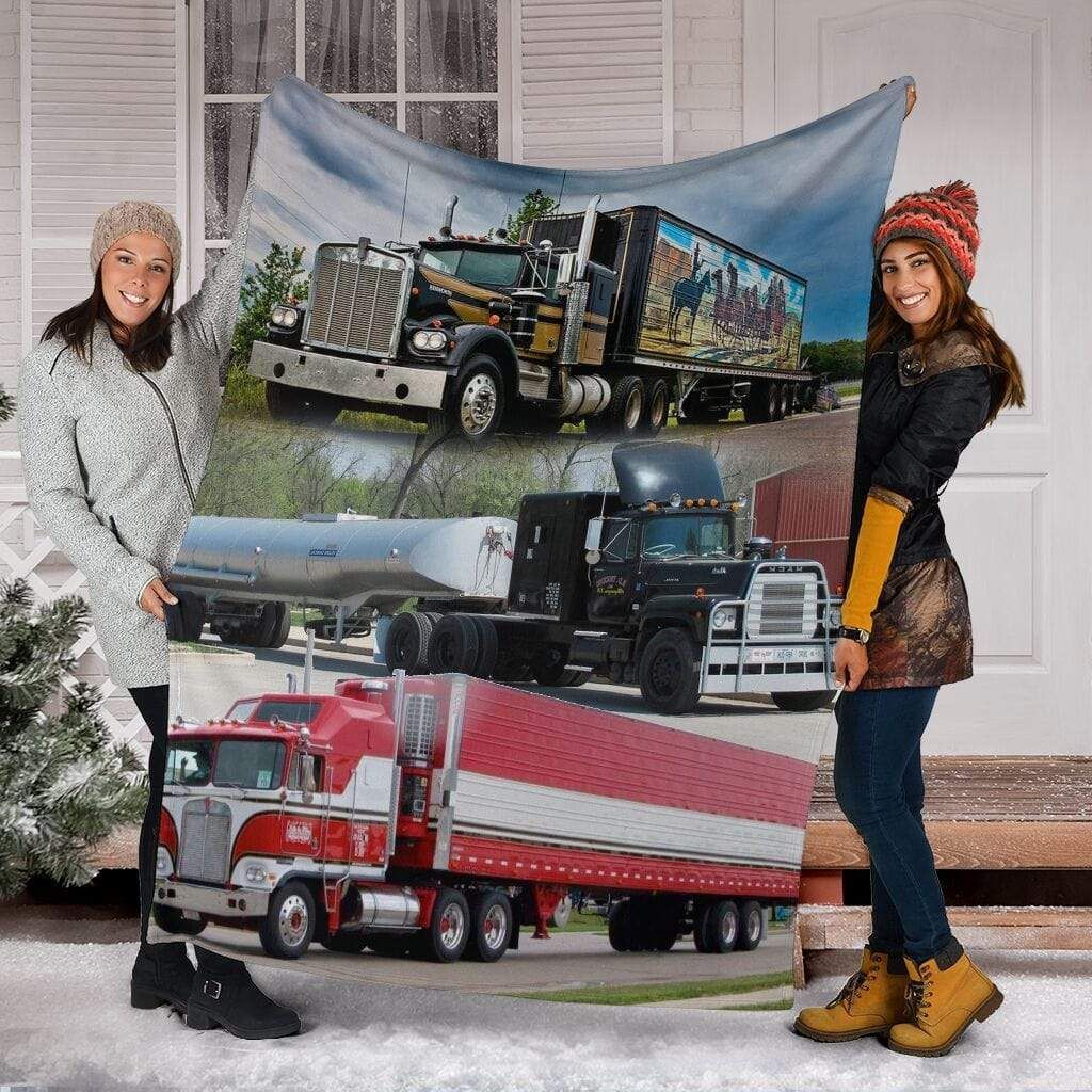 Gift For Trucker Love Red Truck Fleece Blanket