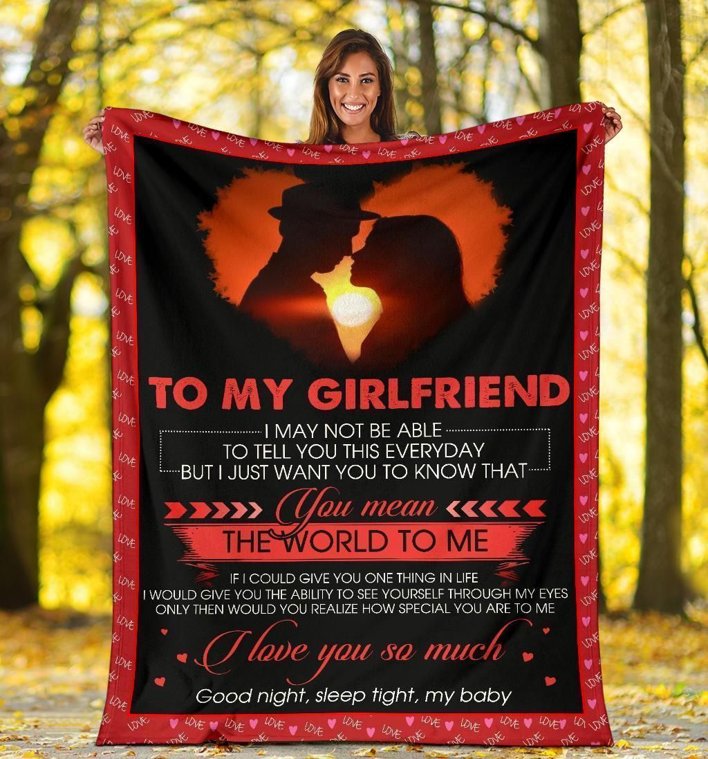 Gift From Boyfriend To Girlfriend You Mean The World To Me Fleece Blanket