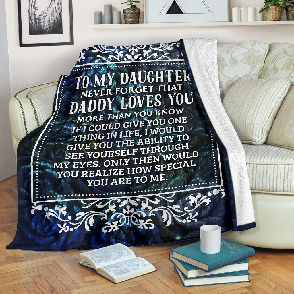Gift From Daddy To Daughter Printed Fleece Blanket