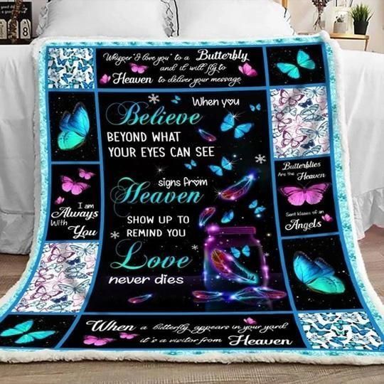Gift From Heaven Whisper I Love You To A Butterfly Sherpa Fleece Blanket