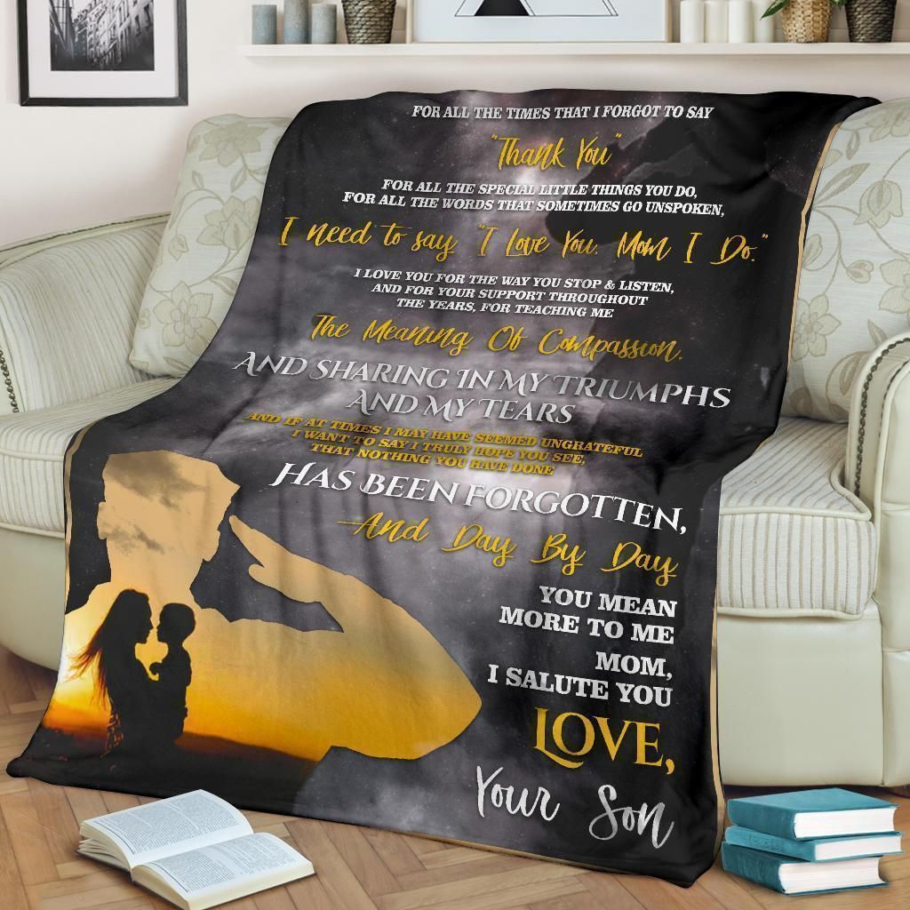 Gift From Soldier Son For Mom I Love You Fleece Blanket