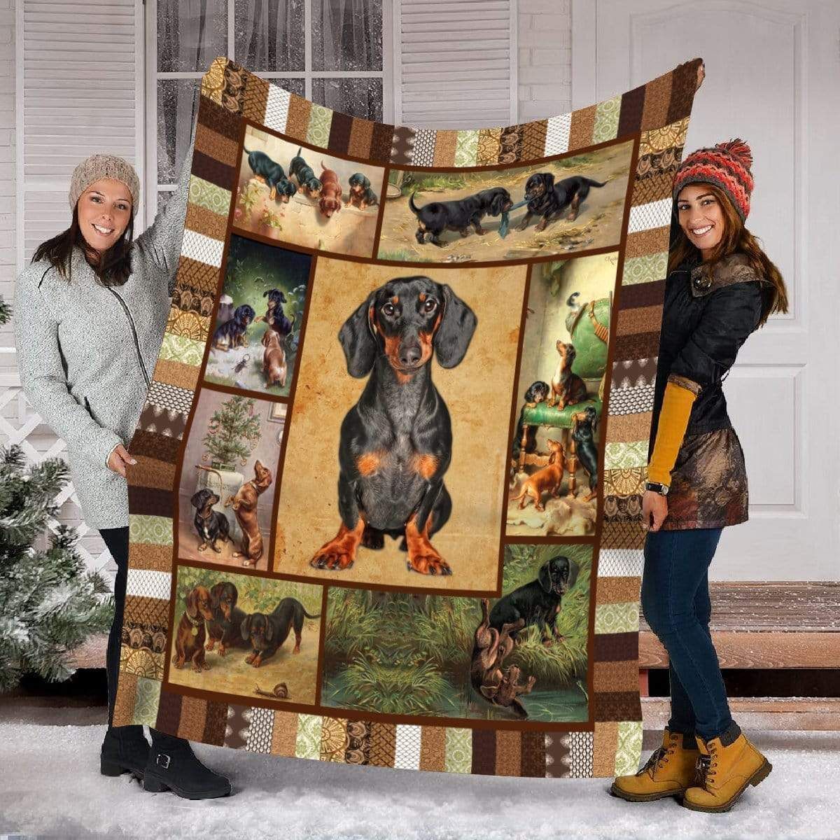 Gifts For Dog Lovers Black Dachshund Dog Printed Fleece Blanket