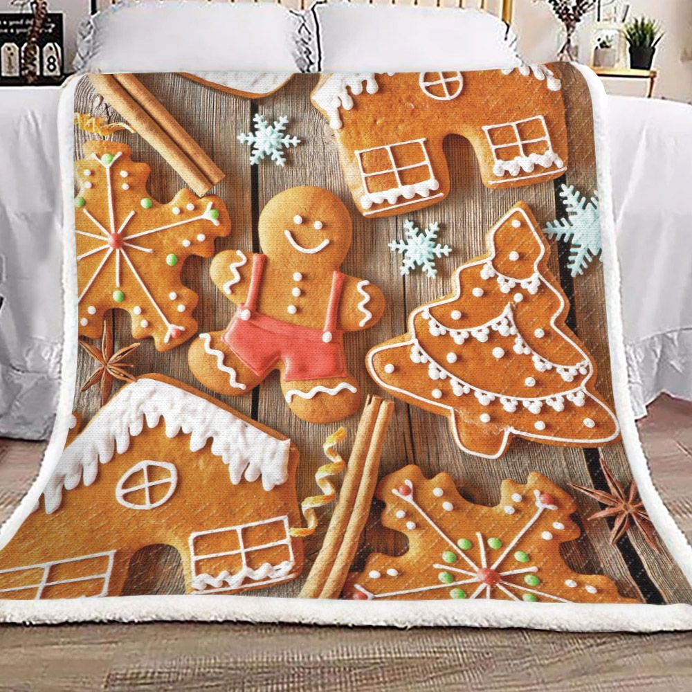 Gingerbread Man Christmas Sherpa Fleece Blanket