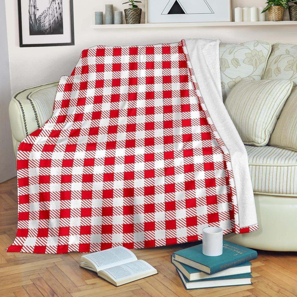Gingham Red Sherpa Fleece Blanket