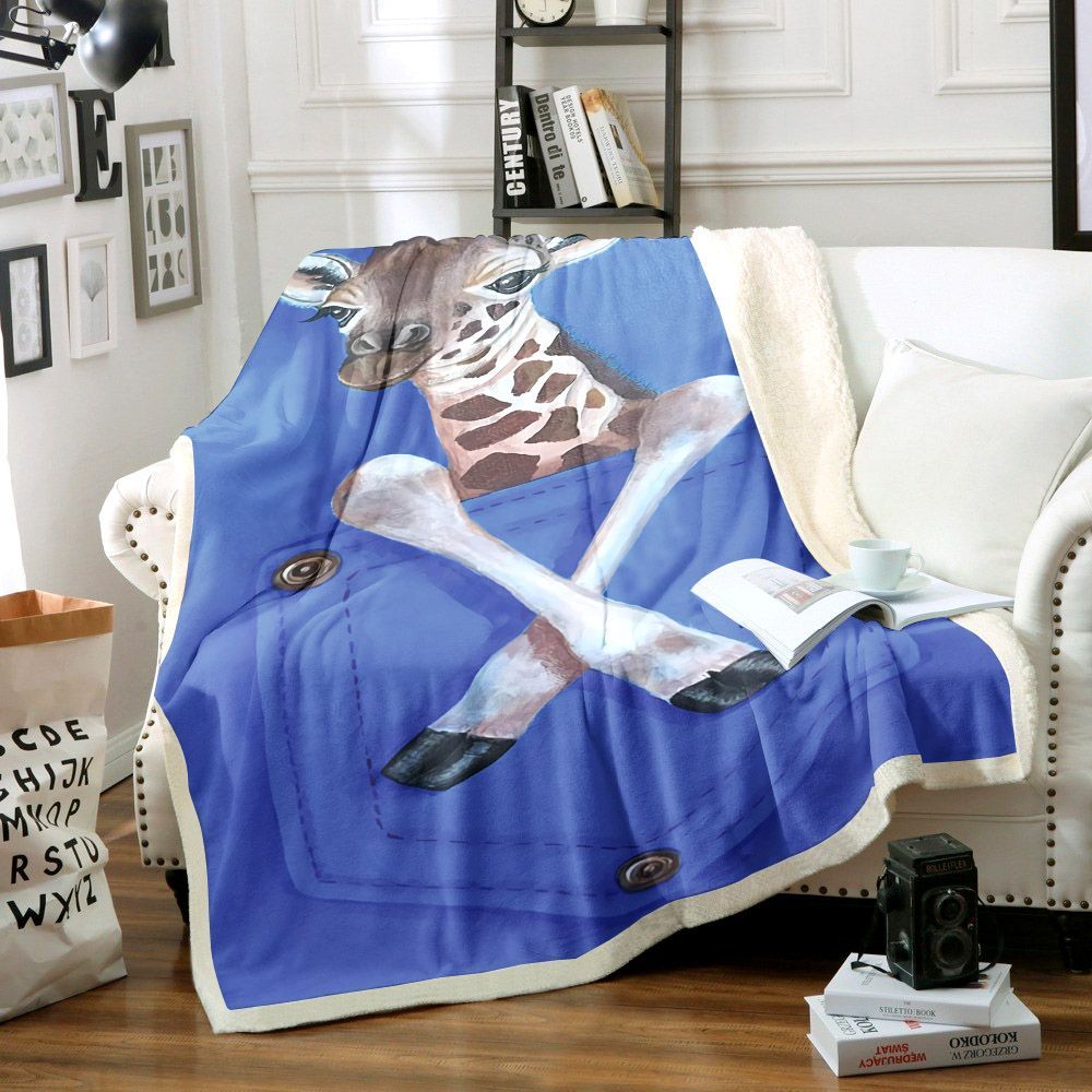 Giraffe Sherpa Fleece Blanket