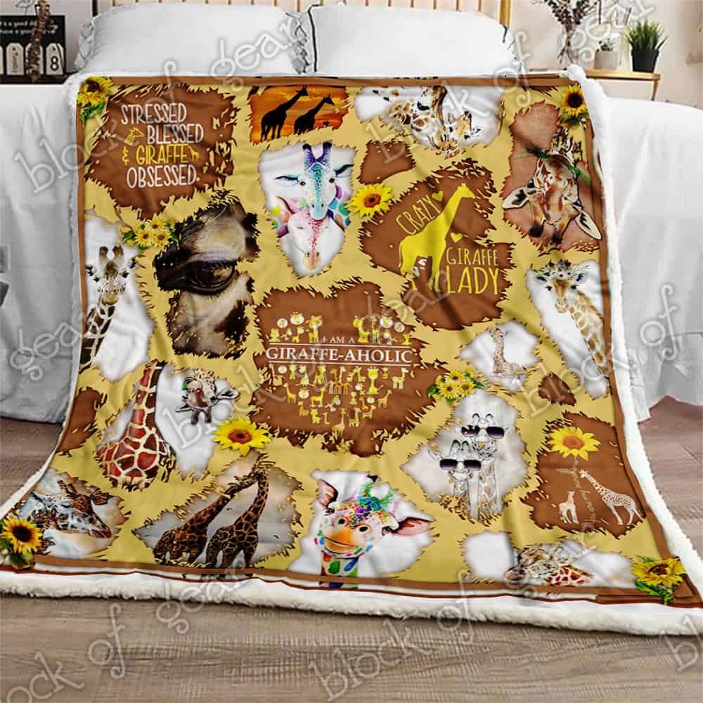 Giraffe Aholic Sherpa Fleece Blanket