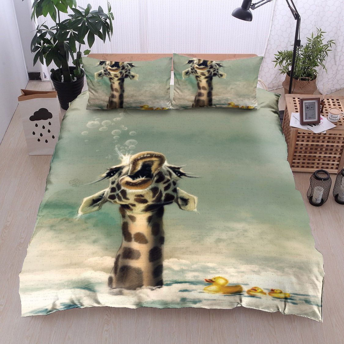 Giraffe And Duck Bedding Set
