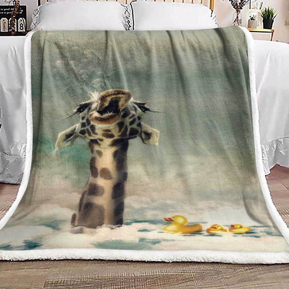 Giraffe And Duck Sherpa Fleece Blanket