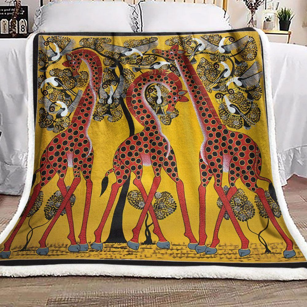 Giraffe Sherpa Fleece Blanket