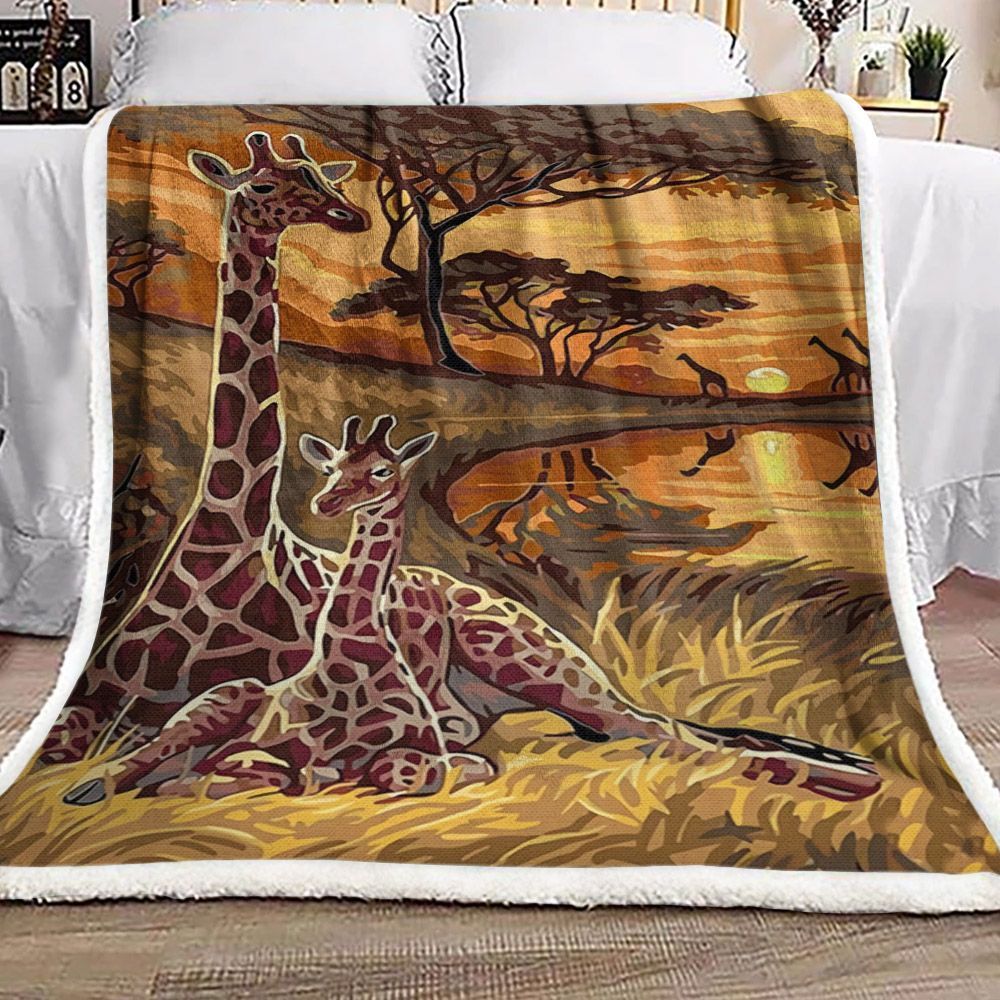 Giraffe Sherpa Fleece Blanket